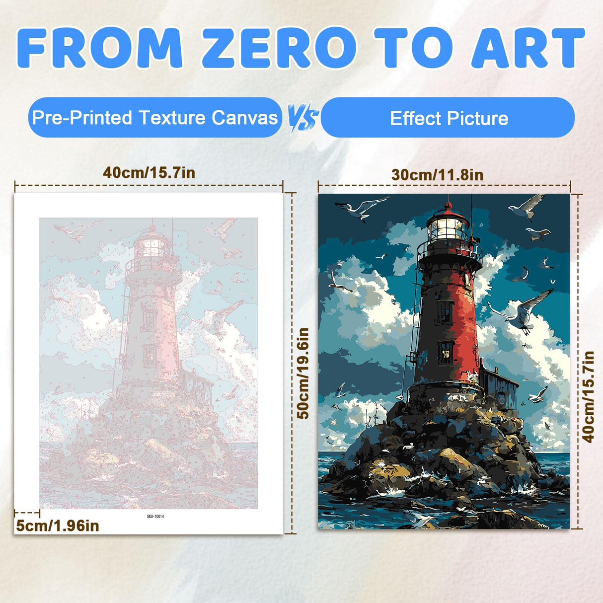 EMIEAUFG Creative Paint by Number Kit for Adults,Beacon in The Middle of The Ocean DIY Paint by Numbers Set for Home Decor and Gifting - 12x16 Inch EMIEAUFG