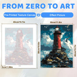 EMIEAUFG Creative Paint by Number Kit for Adults,Beacon in The Middle of The Ocean DIY Paint by Numbers Set for Home Decor and Gifting - 12x16 Inch EMIEAUFG