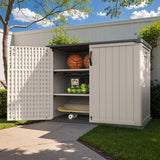 Patiowell 26 cu.ft Plastic Outdoor Storage Shed, Lockable Waterproof Resin Outdoor Storage Cabinet Tool Shed for Garden Tools, Garbage Cans, Pool Supplies, Beige(Not Include Shelves) Patiowell