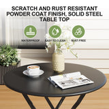Bistro Table and Chairs Set of 2, 3 Piece Outdoor/Indoor Folding Patio Bistro Sets, 2 Chair Patio Furniture Set with Table, Premium Frame Foldable Coffee Tables for Balcony, Yard, Garden, Black IDEALHOUSE