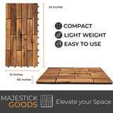Interlocking Deck Tiles 24 x 12 Long Boards Snap Together Wood Flooring - Acacia Hardwood Outdoor Flooring for Patio - Floor Decking Tile, Waterproof Balcony Flooring 24 Sq Ft (2 Pack (12 Pieces)) Majestick Goods
