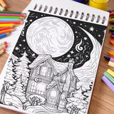 NETHOUSE Starry Nightism Coloring Book for Adults Relaxation & Stress Relief, 30 Coloring Pages of Whimsical Celestial Nights, Dreamy Nightscapes, Celestial Patterns, Cosmic Art NETHOUSE
