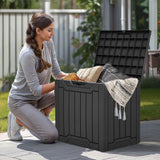 YITAHOME 31 Gallon Outdoor Storage Box, Resin Deck Box and Waterproof Package Delivery Box for Gardening Tools, Pool Supplies, Patio Furniture, Lockable, Black YITAHOME