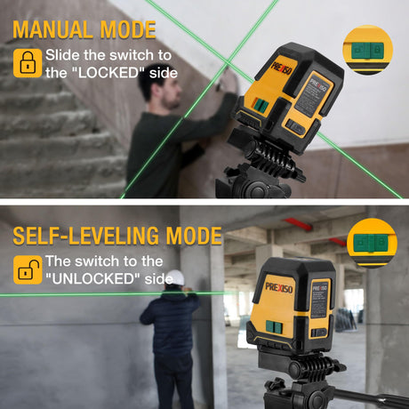 PREXISO Laser Level with Tripod - 100Ft Rechargeable Dual Modules Line Laser, Self Leveling Wide Angle Cross Leveler Tool for Construction, Floor Tile Renovation with Magnetic Base, Target Plate, Bag Prexiso