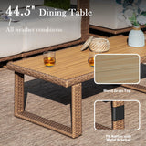 XTWEEX 6-Piece Outdoor Patio Furniture Set, Rocker Chairs and Sofa with Thick Cushions and Steel Frame and Wooden Board, PE Rattan Weaving Outdoor Conversation Set Brown/Light Gray Linen XTWEEX