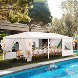 White Party Tent 10x30 Outdoor Canopy Tents for Parties Heavy Duty Patio Gazebo Shelter with 5 Removable Sidewalls Wedding BBQ Events Tent for Birthday Graduation Backyard Garden DOINUO