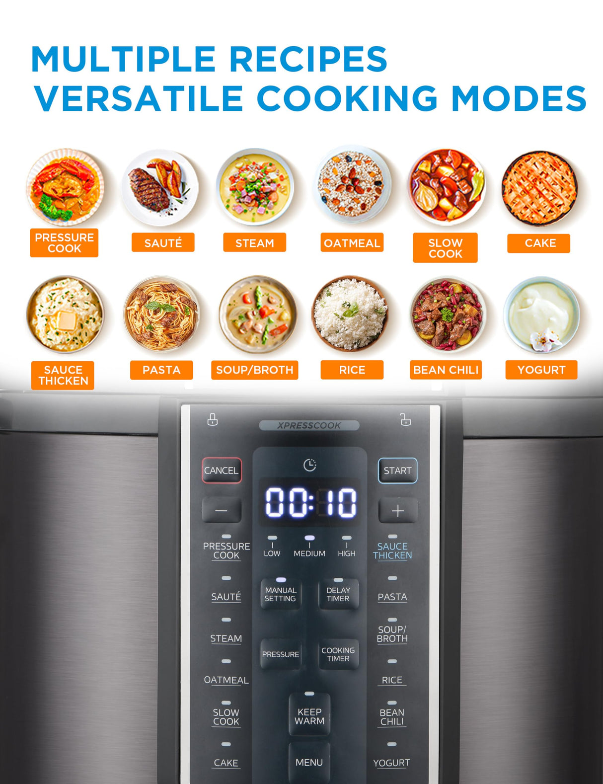 Midea 12-in-1 Electric Pressure Cooker, 6 Quarts, 12 Presets, Multi-Functional Programmable Slow Cooker, Rice Cooker, Steamer, Sauté Pan, Yogurt Maker, and More, Stainless Steel Midea