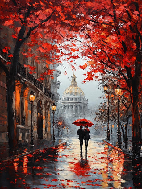 Reofrey DIY Diamond Art Kits for Adults Couple Street, Valentine's Day Full Drill Round Rhinestone Diamond Painting Kits for Adults, Cross Stitch Embroidery Canvas for Crafts Home Wall Decor 30x40cm Reofrey