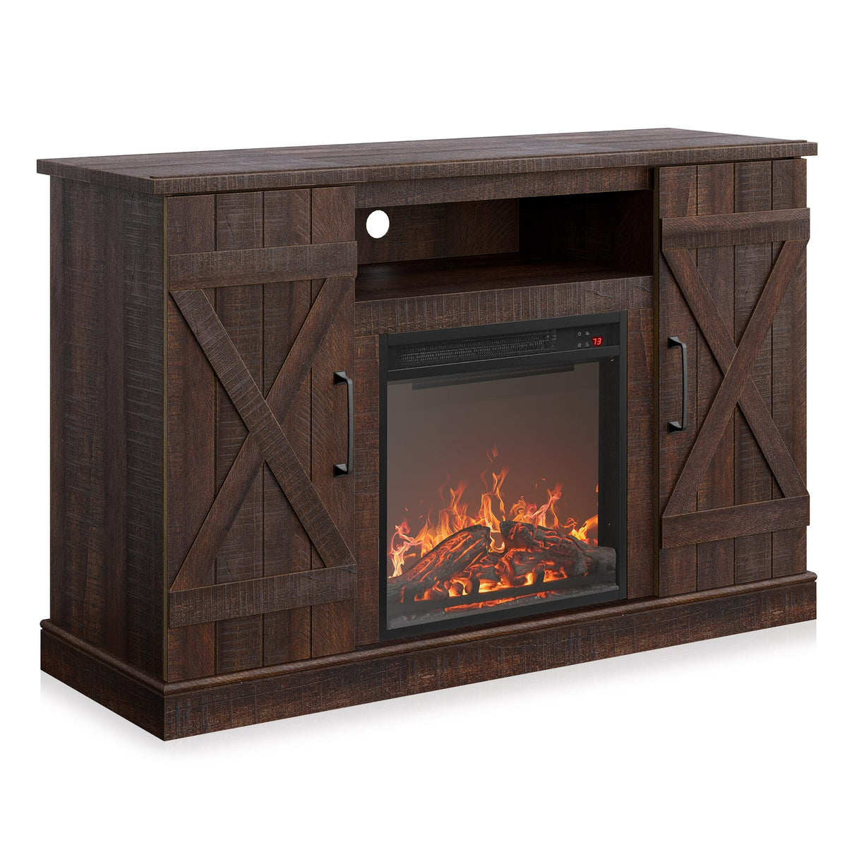 BELLEZE 47" TV Stand with 18" Electric Fireplace Heater & Media Entertainment Center Console Table for TV up to 50" with Open Storage Shelves & Cabinets - Veropeso (Espresso) BELLEZE