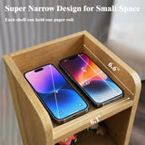 FerniTry Small Bathroom Storage Cabinet, Corner Narrow Toilet Paper Floor Cabinet with Door and Shelves,Bathroom Organizer with Adjustable Shelf, for Small Spaces (Oak) FerniTry