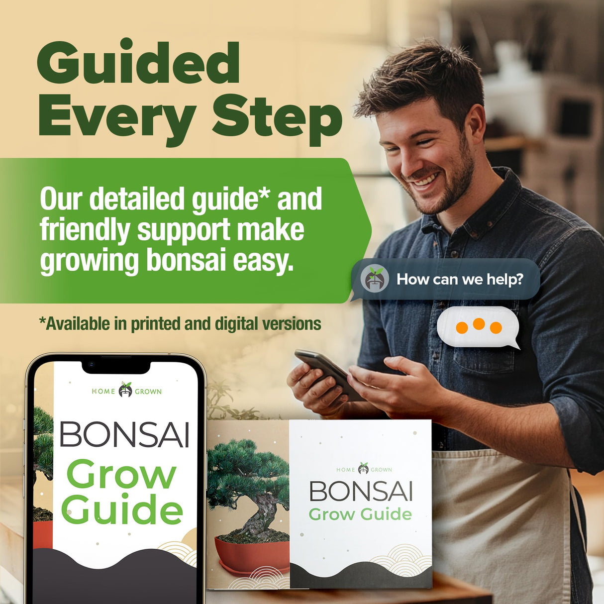 HOME GROWN Bonsai Tree Kit – 6 Heirloom Varieties with Unique Pots – DIY Bonsai Starter Kit for Adults & Beginners – Christmas Gift for Men Women Gardeners Plant Lovers – Indoor Growing Kit HOME GROWN