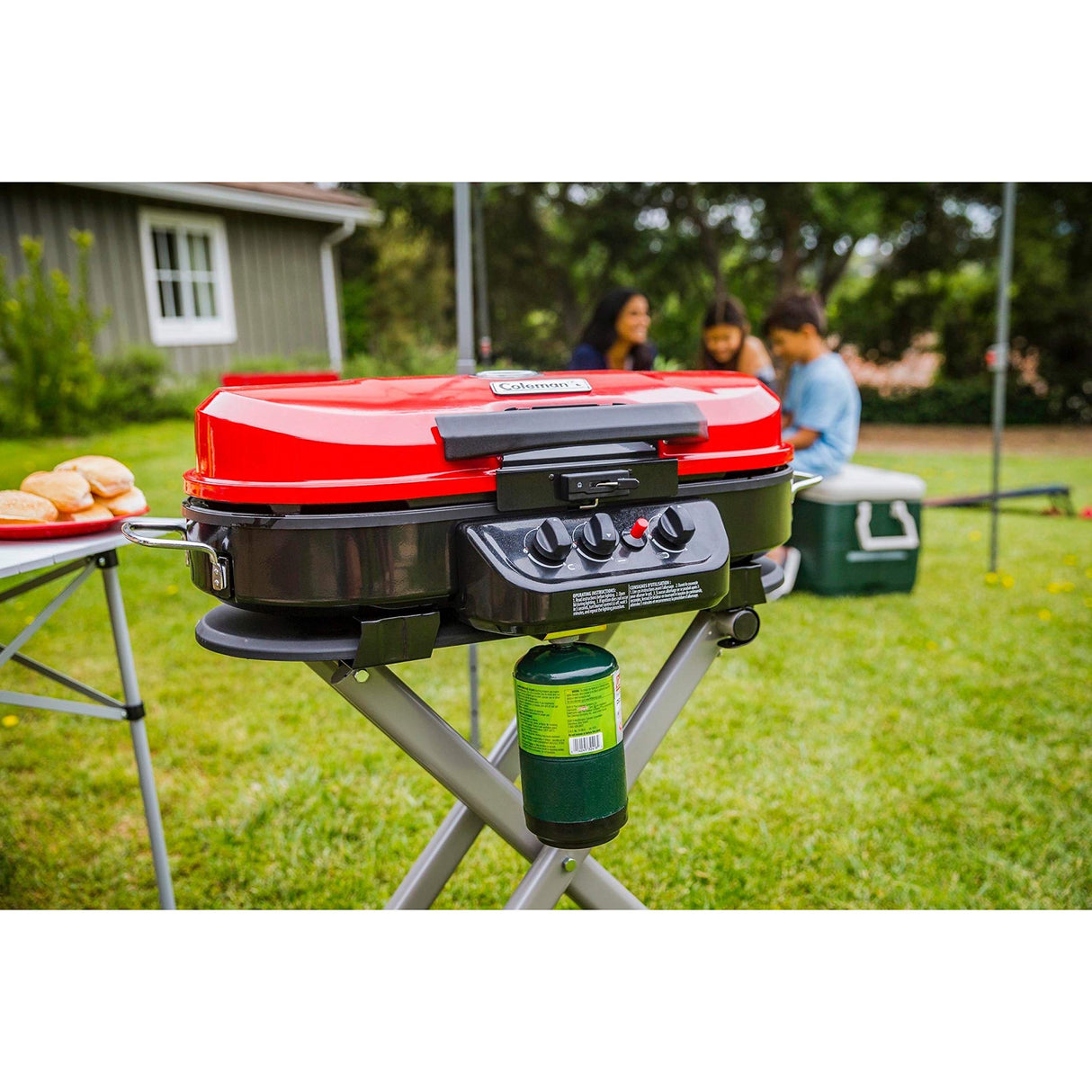 Coleman Roadtrip 285 Portable Stand-Up Propane Grill, Gas Grill with 3 Adjustable Burners and Instastart Push-Button Ignition; Grease Tray, Side Tables, Thermometer, Folding Legs & Wheels Included Coleman