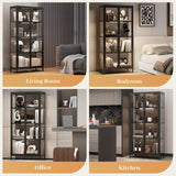 Eltean 63" H Glass Display Cabinet, 4 Tiers Curio Display Case with 3 Colors LED Sensor Light,Display Cabinet for Collectible with 3 Adjustable Shelves for Living Room, Bedroom, Office (63“H) Eltean