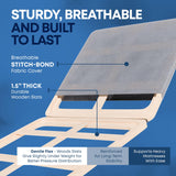 Treaton, 1.5" Split Wood Bunkie Board King Size Bed - 4-Piece Under Mattress Support, Fully Assembled, Fabric Ventilation Cover-Replaces Wooden Slats or Box Spring for Bed Frames Treaton