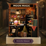 OZJAY DIY Miniature House Kit with Dust Proof Cover, 1:24 Scale Creative Room Mini DIY Wooden Dollhouse Miniature Kit for Adults Teen(Moon Magic) OZJAY
