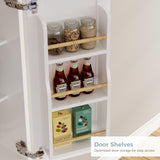 IRONCK Kitchen Pantry Storage Cabinet, Modern Food Pantries with 12 Shelves, 2 Door Racks, Adjustable Shelves, Freestanding Cupboard for Kitchen, Dining Room, White IRONCK