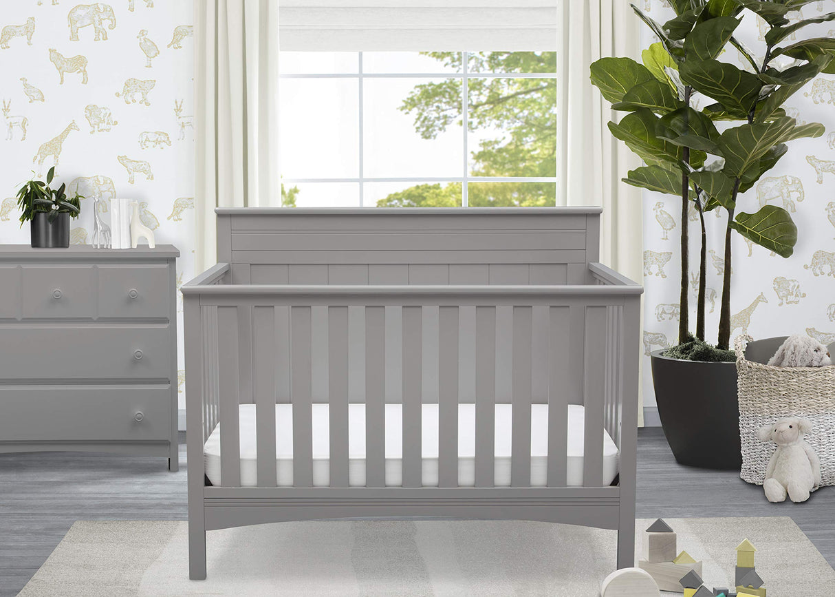Delta Children Fancy 4-in-1 Convertible Baby Crib - Greenguard Gold Certified, Grey Delta Children