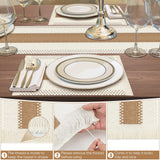 ADRIMER Placemats Set of 6, Handmade Round Woven Table Mats, Burlap Boho Table Place Mats and 1 Pcs 72 Inch Table Runner with Macrame for Kitchen and Dining Table Farmhouse Decor ADRIMER