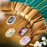 12 Pieces Sublimation Blank Necklace with Chain Metal Customized Blank Necklace Heat Transfer Blank Necklace Blank Base Pendant with 12 Pieces Heat Transfer Sheet and High Temperature Glue for Women Hicarer