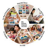 Mowana Diamond Art Kits for Adults - Beach Diamond Painting Kits for Beginners, Sea Stone Love Heart Stone 5D DIY Full Drill Rhinestone Gem Art Painting for Home Wall Decor and Gifts 6 Pack 12x16inch Mowana