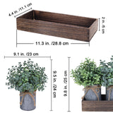 Set of 3 Mini Potted Plants Arrangement Faux Boxwood Eucalyptus Rosemary Plants in Rustic Galvanized Metal Pots with Rectangle Wood Box for Farmhouse Table Centerpiece Mantel Kitchen Greenery Decor Winlyn