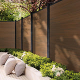 6 Ft×6 Ft Garden Privacy Fence, Outdoor Wood Plastic Composite Fence Panel, Waterproof Screen No Dig Adjustable Weatherproof, Complete Kit Without Post, Brown treslam