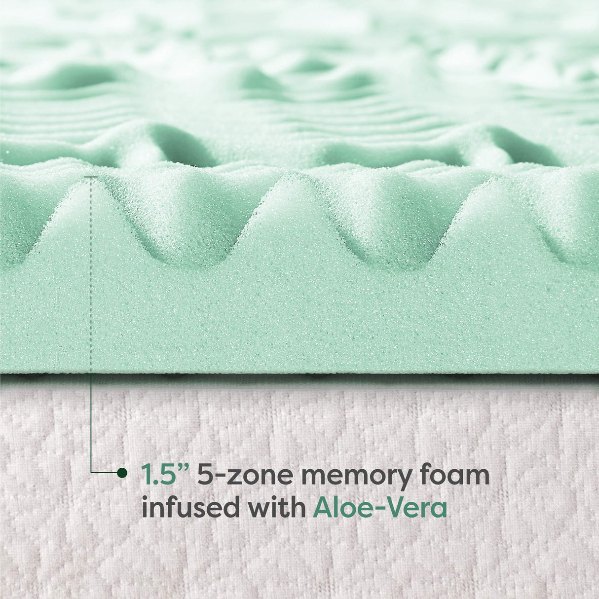 Mellow 1.5 Inch 5-Zone Memory Foam Mattress Topper, Calming Aloe Infusion, Dorm Essentials, Twin XL Mellow