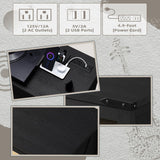 Large Record Player Stand with Charging Station & LED Lights, Black Vinyl Record Storage Holder Holds up to 230 Albums, Turntable Stand with Display Shelf for Music Room Bedroom Living Room. Joaxswe