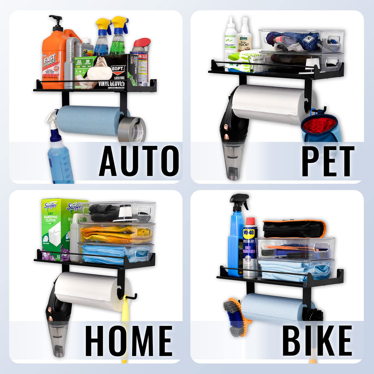 The Original Quick Clean Garage Paper Towel Holder, Wall Mount Shelf, One-Hand Tear, Garage Organization and Storage Rack Holds 50 lbs, StoreYourBoard StoreYourBoard