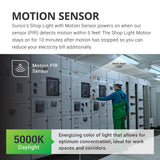 Sunco Motion Sensor 4ft LED Shop Light, Garage Lights Ceiling LED Plug in Fixtures, 40W, 5000K Daylight, Frosted, Motion Activated, Linkable Suspension Mount, ETL 4 Pack Sunco Lighting