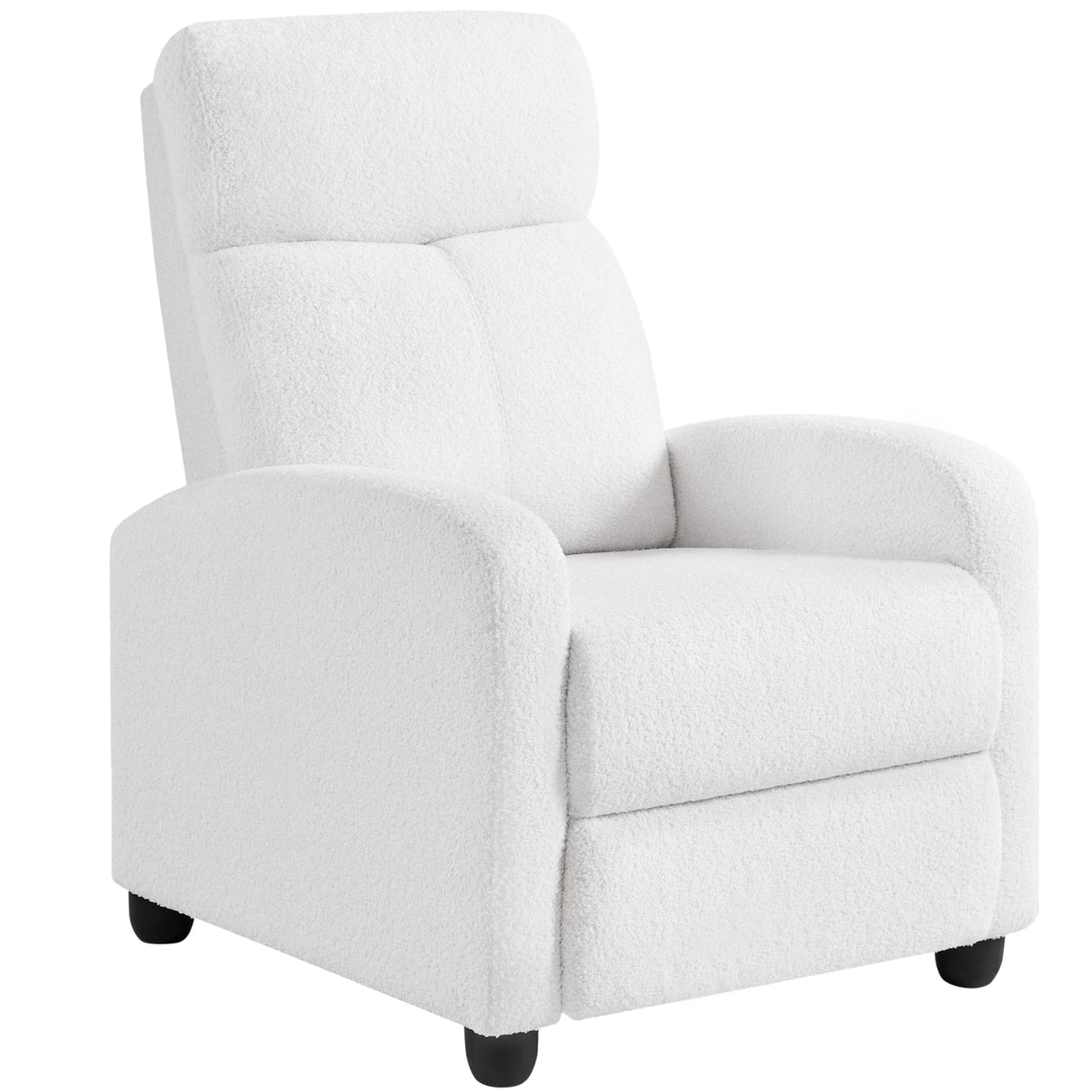 Yaheetech Boucle Recliner Chair Single Sofa Home Theater Seating Adjustable Modern Single Reclining Chair for Living Room Bedroom Home Theater White Yaheetech