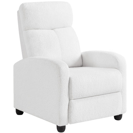 Yaheetech Boucle Recliner Chair Single Sofa Home Theater Seating Adjustable Modern Single Reclining Chair for Living Room Bedroom Home Theater White Yaheetech