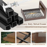 EnHomee Full Size Bed Frame with Headboard and Storage, 4 Drawers and LED Built in Charging Station Full Bed Frame with Storage Farmhouse, NO Noise,No Box Spring Needed,Brown EnHomee