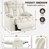 Neioml 3 Motor Large-Wide Lift Chair, Infinite Position, 180° Lay Flat, Power Lift Chairs Recliners for Elderly Big and Tall, Massage & Heat, Extended Footrest, Soft Plush Flannel (Cream White) Neioml