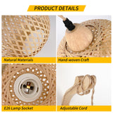 Frideko Bamboo Lantern Plug in Wall Sconces Wicker Wall Lamp with Plug in Cord Hand Woven Rattan Wall Light Farmhouse Rustic Wall Sconces Boho Sconces Wall Lighting for Living Room Bedroom FRIDEKO HOME