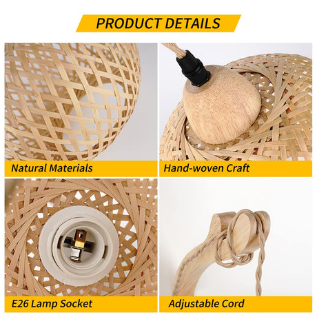 Frideko Bamboo Lantern Plug in Wall Sconces Wicker Wall Lamp with Plug in Cord Hand Woven Rattan Wall Light Farmhouse Rustic Wall Sconces Boho Sconces Wall Lighting for Living Room Bedroom FRIDEKO HOME