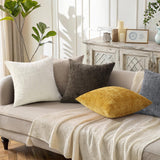 decorUhome Christmas Cream White Chenille Throw Pillow Covers 18x18 Set of 2 Thick Textured Slubby Couch Pillow Covers Farmhouse Accent Modern Neutral Decorative Pillow Cases for Bed Sofa Living Room decorUhome