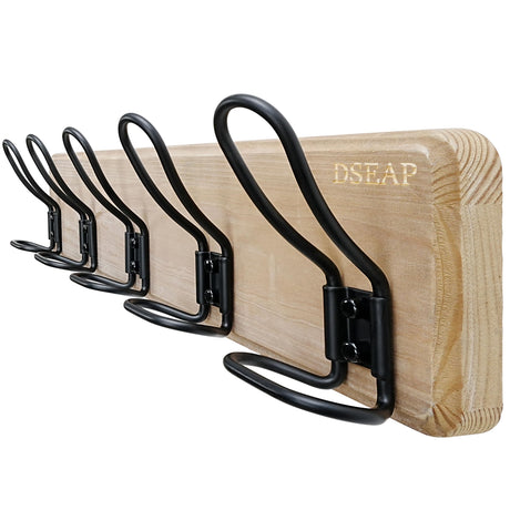 Dseap Coat Rack Wall Mounted - Heavy Duty Farmhouse Rustic Wall Coat Hanger With 5 Wire Hooks for Clothes Hat Jacket Towel, RusticWire, G25A, Weathered Brown & Black Dseap