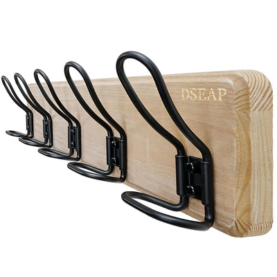 Dseap Coat Rack Wall Mounted - Heavy Duty Farmhouse Rustic Wall Coat Hanger With 5 Wire Hooks for Clothes Hat Jacket Towel, RusticWire, G25A, Weathered Brown & Black