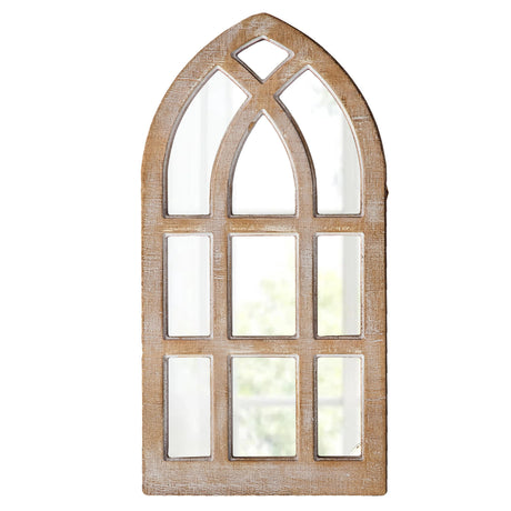 Sintosin Small Rustic Arched Window Mirrors for Wall Decor Living Room 8 X 16 Inch, Hanging Farmhouse Cathedral Window Pane Mirror for Entryway, Distressed Wooden Frame Mirror Window for Home Sintosin