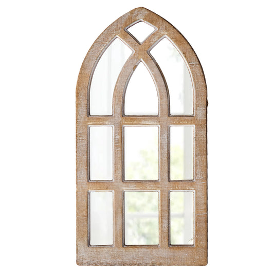 Sintosin Small Rustic Arched Window Mirrors for Wall Decor Living Room 8 X 16 Inch, Hanging Farmhouse Cathedral Window Pane Mirror for Entryway, Distressed Wooden Frame Mirror Window for Home - WoodArtSupply