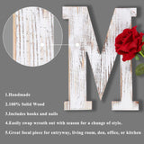 LOSOUR Home Letters with Wreath-Farmhouse Decor for The Home Clearance Wood Letters-Decorative Home Sign for Living Room Decor, Entry Way, Kitchen, etc (White) LOSOUR