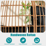 OTSUN Outdoor Egg Chair, PE Wicker Chair with 4 Thicken Cushions, Patio Chairs 440 lbs Capacity, Oversized Balcony Chairs with Durable Steel Frame Perfect for Balcony, Backyard, Bedroom-Dark Black OTSUN