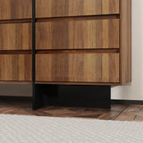 FAMAPY Dresser Chest of Drawers, 12 Drawer Dresser, Wood Modern Drawer Chest, for Bedroom Living Room Office, Brown and Black, Wood Grain, 15.7”D x 70.9”W x 35.4”H FAMAPY