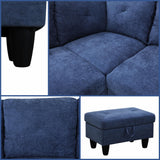 Trygoal Modular L-Shaped Sectional Sofa, Modern Couches with Storage Ottoman & Movable Chaise, Convertible 5-Seater Couch for Bedroom, Apartment & Office, Blue Trygoal