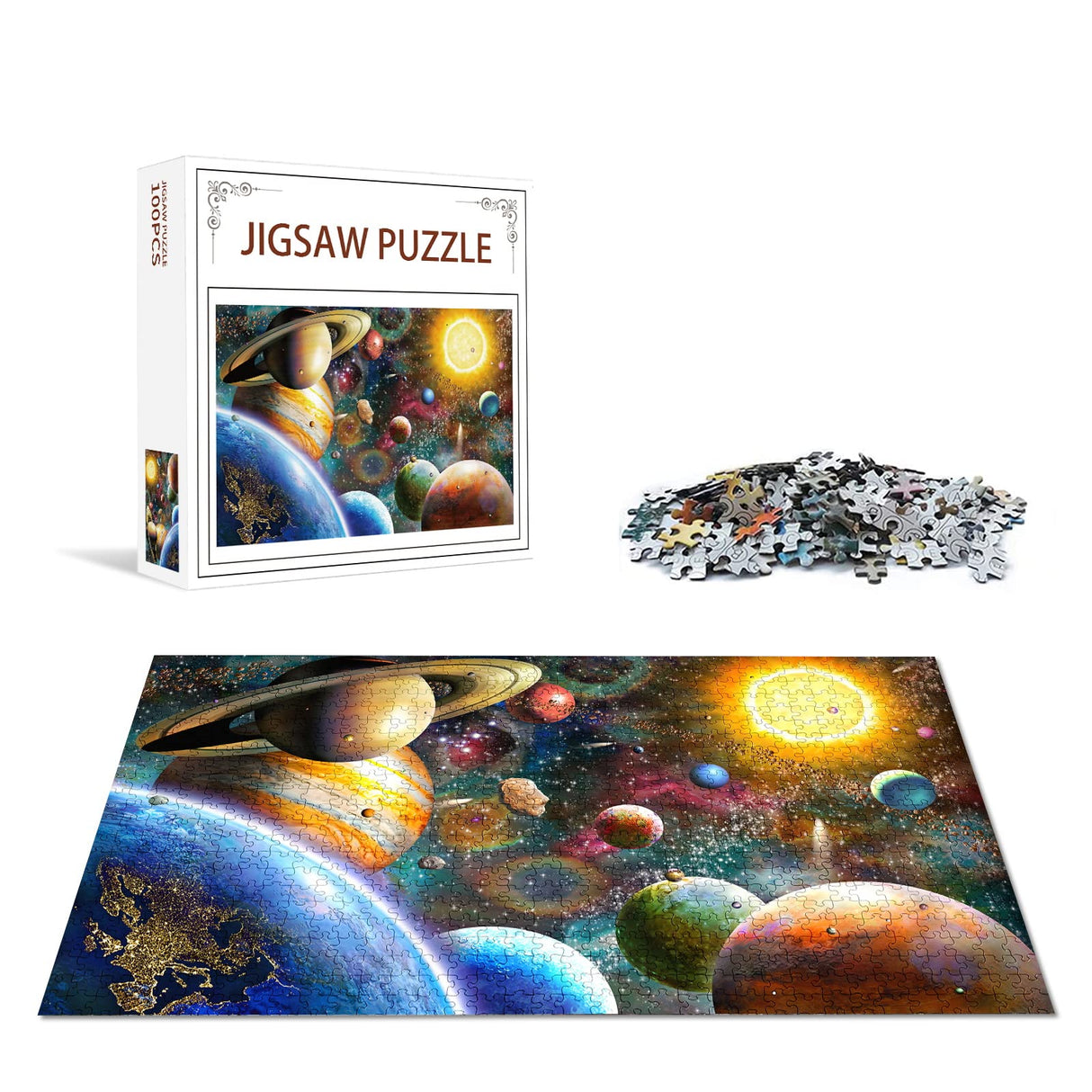Nattork Jigsaw Puzzles 100 Pieces for Kids Youth Families (Space Traveler, Solar System) Pieces Fit Together Perfectly Nattork