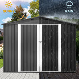 DWVO 8'x6' Large Metal Outdoor Storage Shed, Heavy Duty Tool Storage Sheds for Backyard Patio Lawn - Ideal for Bicycles, Garden Tools, and Lawn Equipment, Easy-to-Assemble, Dark Gray DWVO
