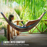 Sorbus® Brazilian Double Hammock - Extra-Long Two Person Portable Hammock Bed for Indoor or Outdoor Spaces - Hanging Rope, Carrying Pouch Included (Blue/Sand/Purple/Red Stripes) Sorbus