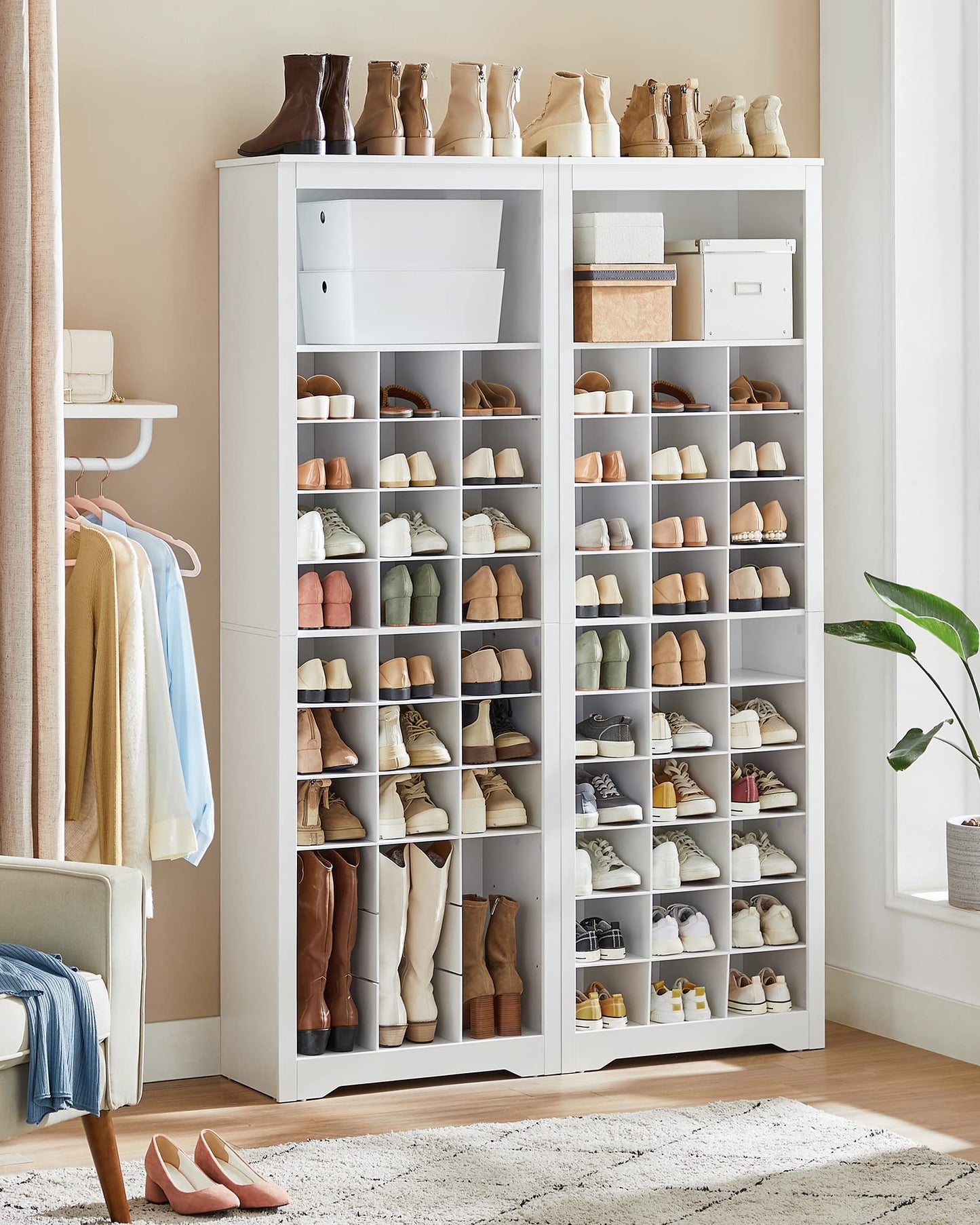 VASAGLE Shoe Storage Cabinet, 10 Tier Shoe Rack Organizer, Holds Up to 30 Pairs of Shoes, for Entryway Bedroom, 12.6 x 24.8 x 73.6 Inches, White ULBS273T14