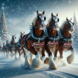 5D Christmas Diamond Painting Kits for Adults, Christmas Diamond Art Kits for Adults Beginner, DIY Full Drill Clydesdale Horse Winter Diamond Dot Gem Painting for Home Wall Decor 13.78x13.78inch BYGFHLYW